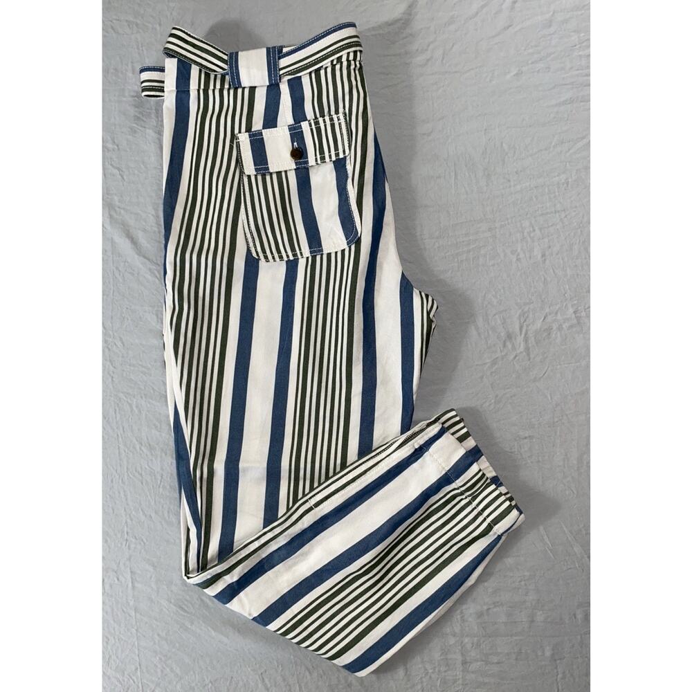 Ann Taylor Loft Belted Paperbag Pants. Striped Ivory, Women's 12T Tall. NWT!! - Picture 2 of 9